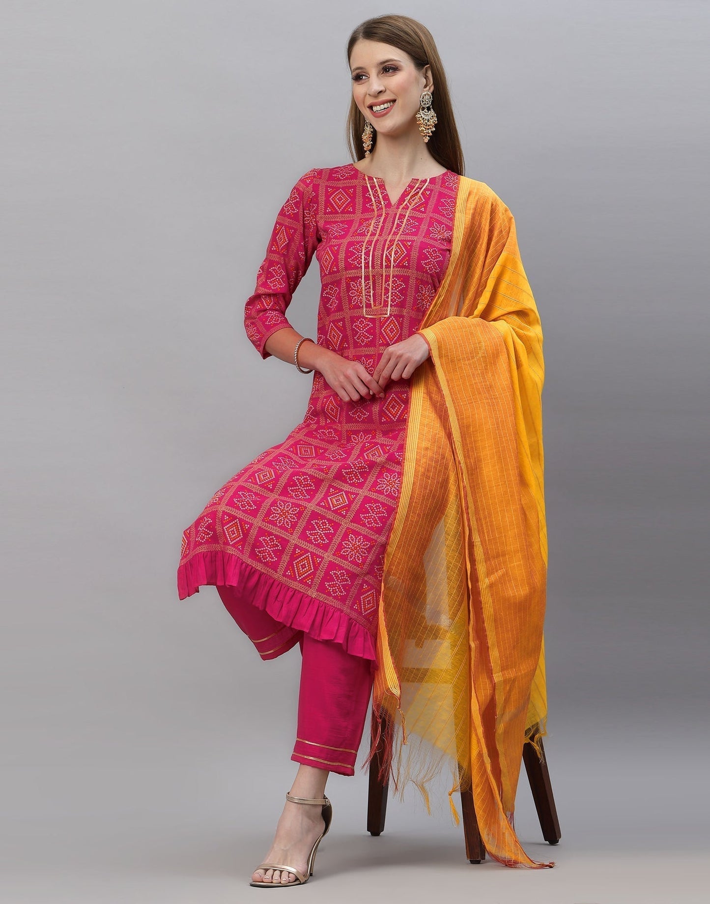 Pink Kurti With Pant And Dupatta | Leemboodi