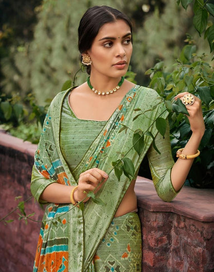 Saga Green Chiffon Saree | Sudathi