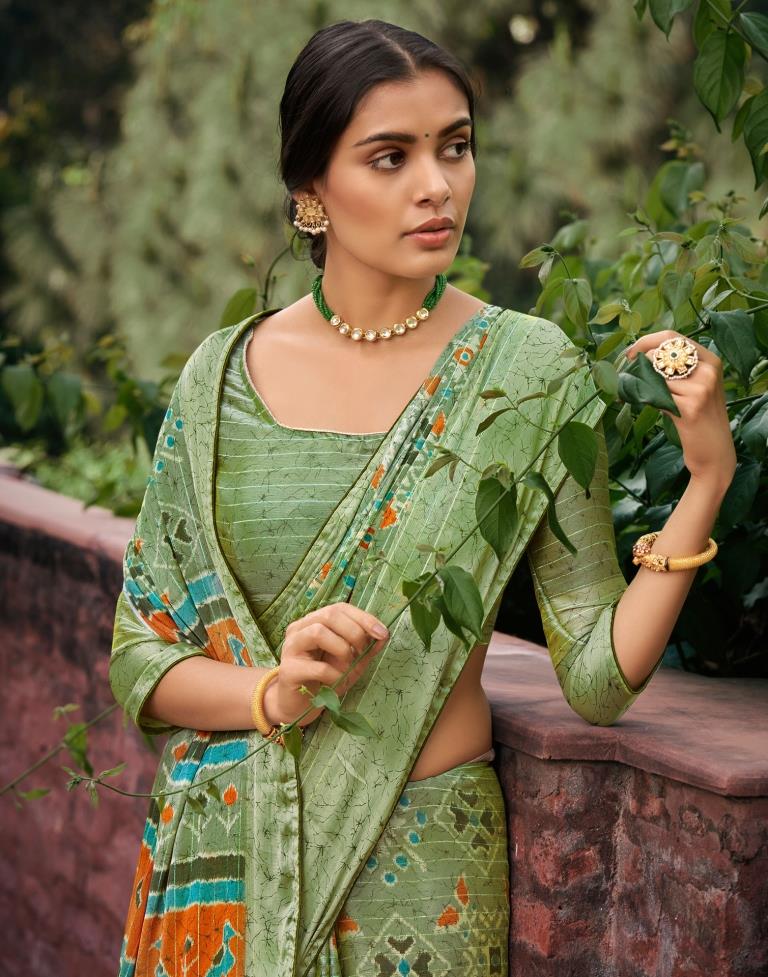 Saga Green Chiffon Saree | Sudathi