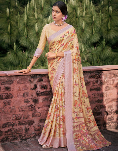 Peach Chiffon Saree | Sudathi