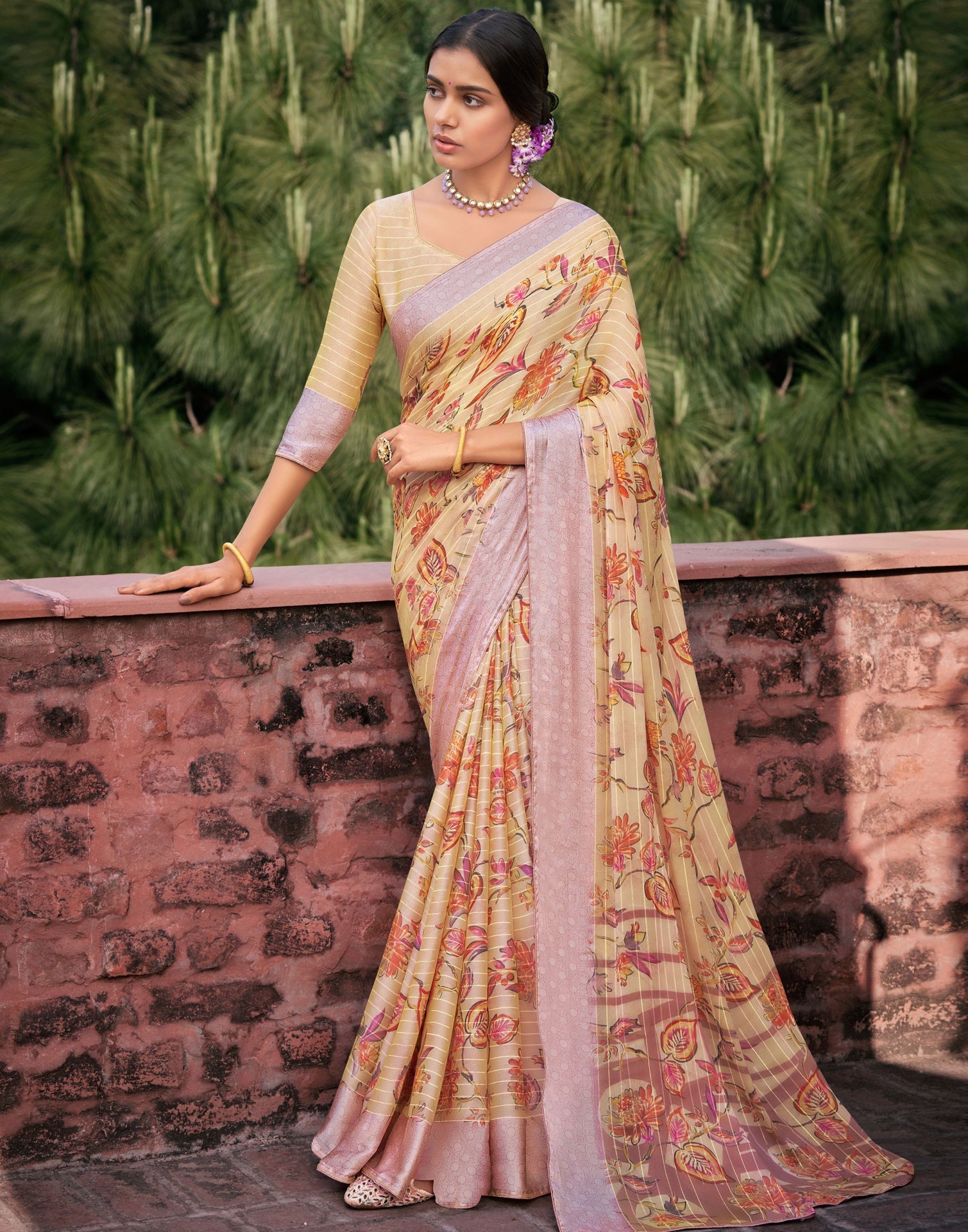 Peach Chiffon Saree | Sudathi