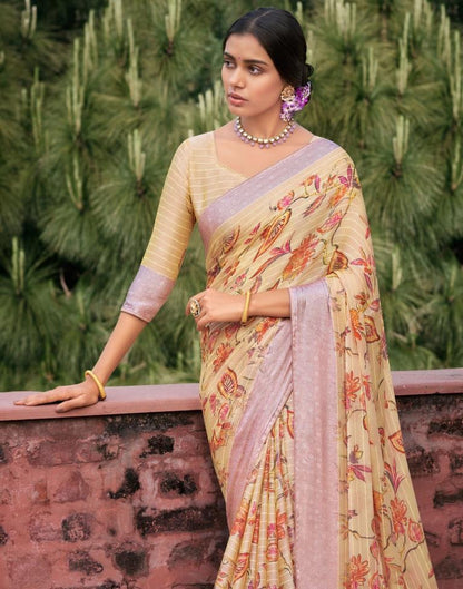 Peach Chiffon Saree | Sudathi