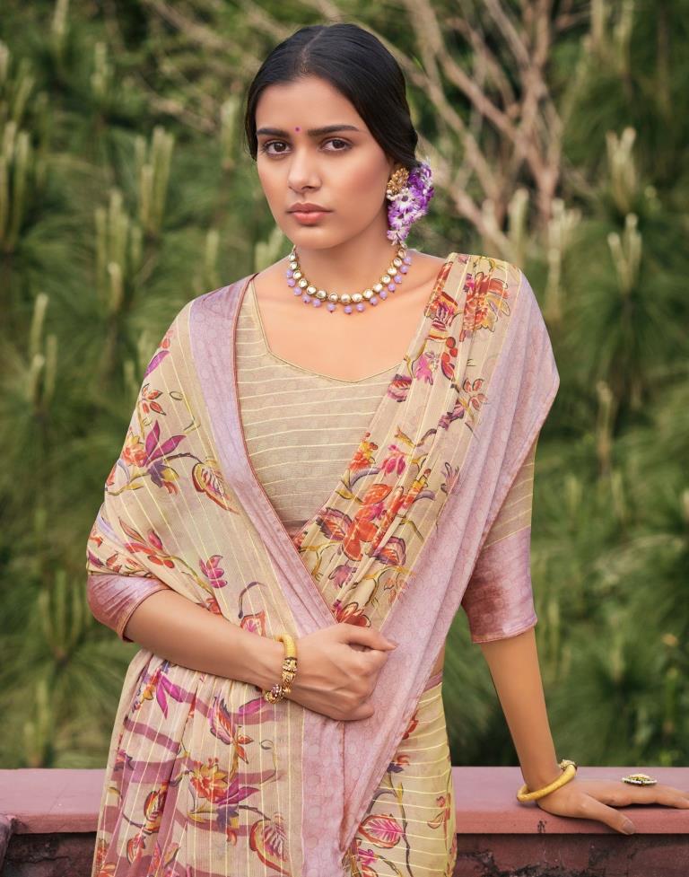 Peach Chiffon Saree | Sudathi