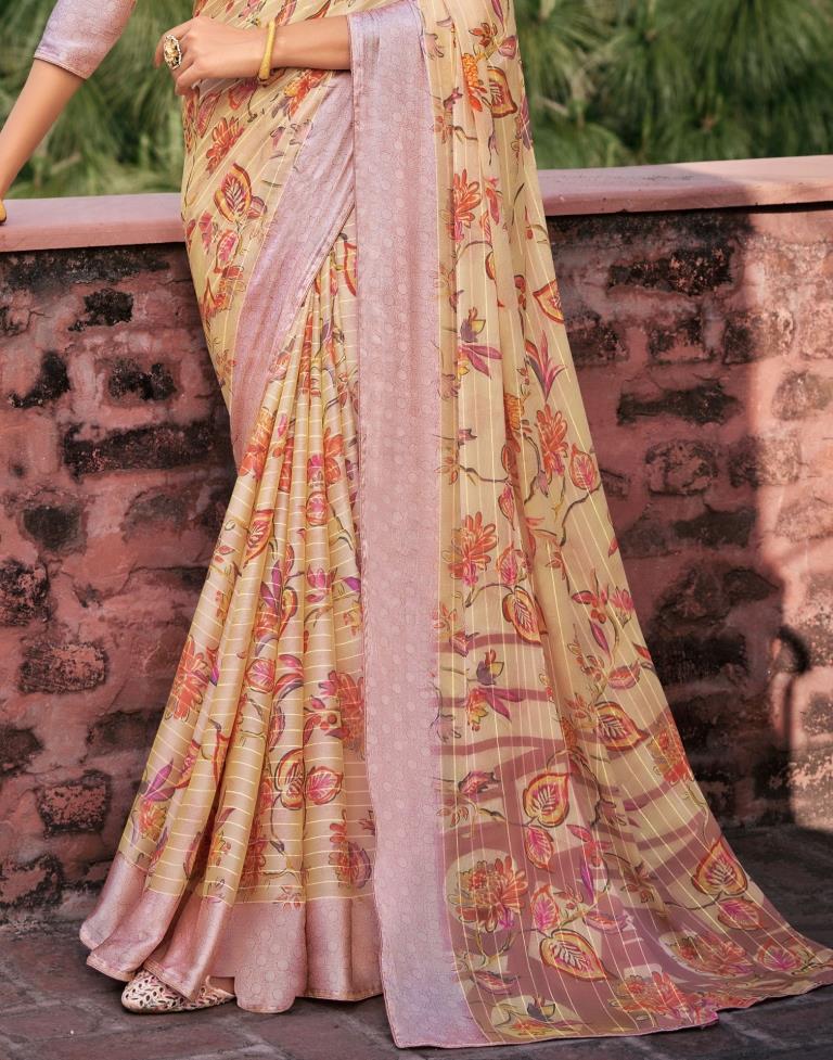 Peach Chiffon Saree | Sudathi