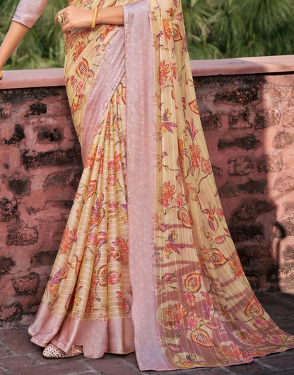 Peach Chiffon Saree | Sudathi