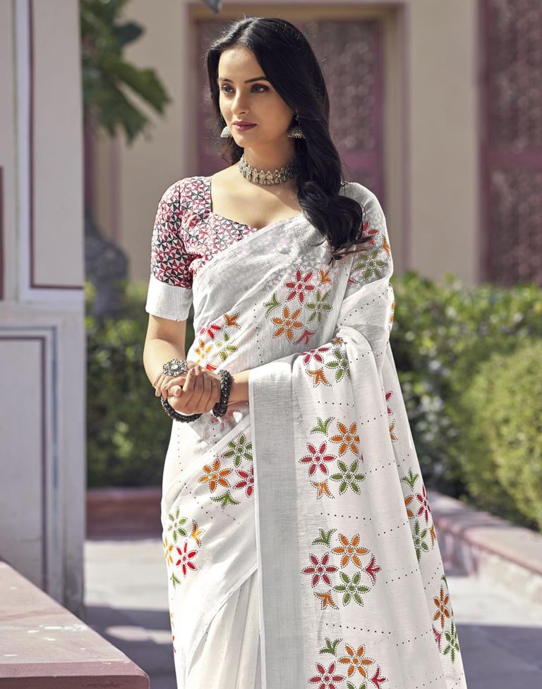 White Cotton Saree | Sudathi