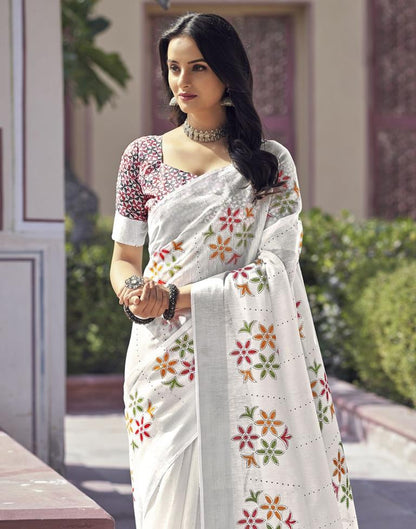 White Cotton Saree | Sudathi