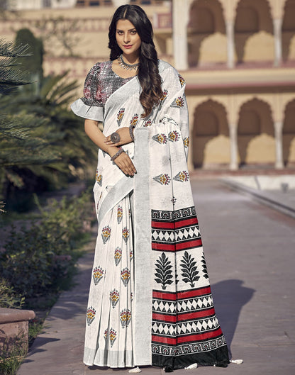 White Cotton Saree | Sudathi