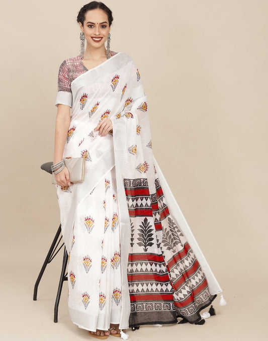 White Cotton Saree | Sudathi