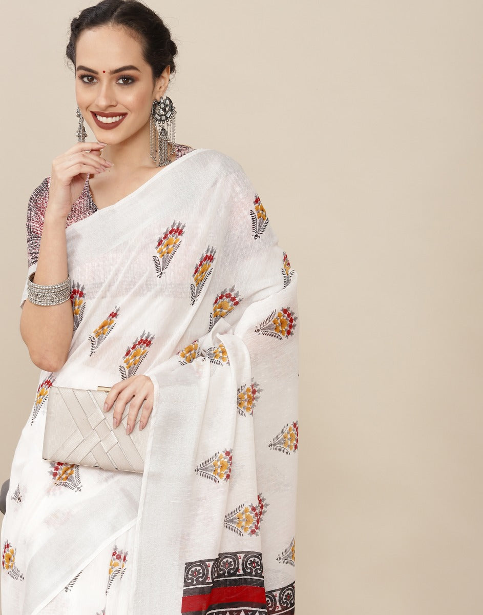 White Cotton Saree | Sudathi