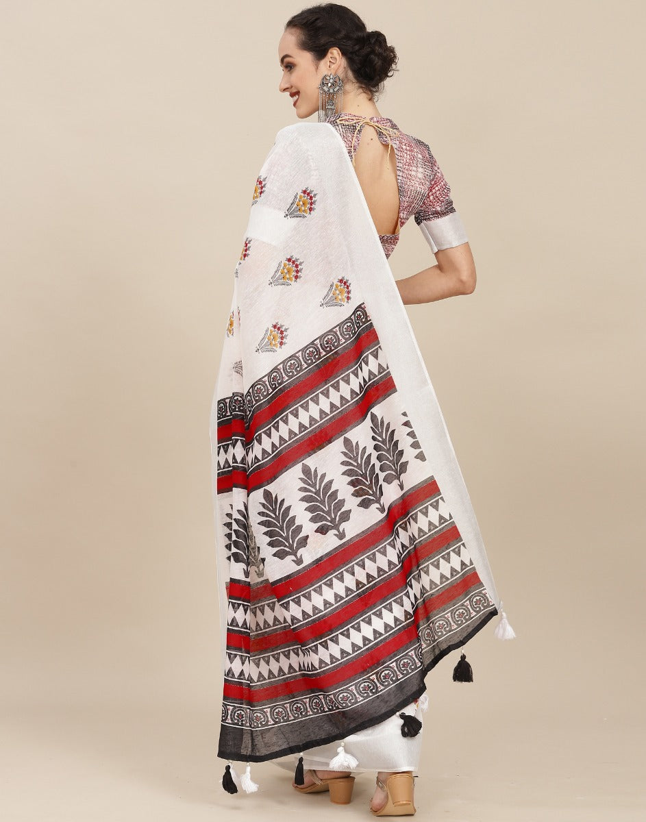 White Cotton Saree | Sudathi