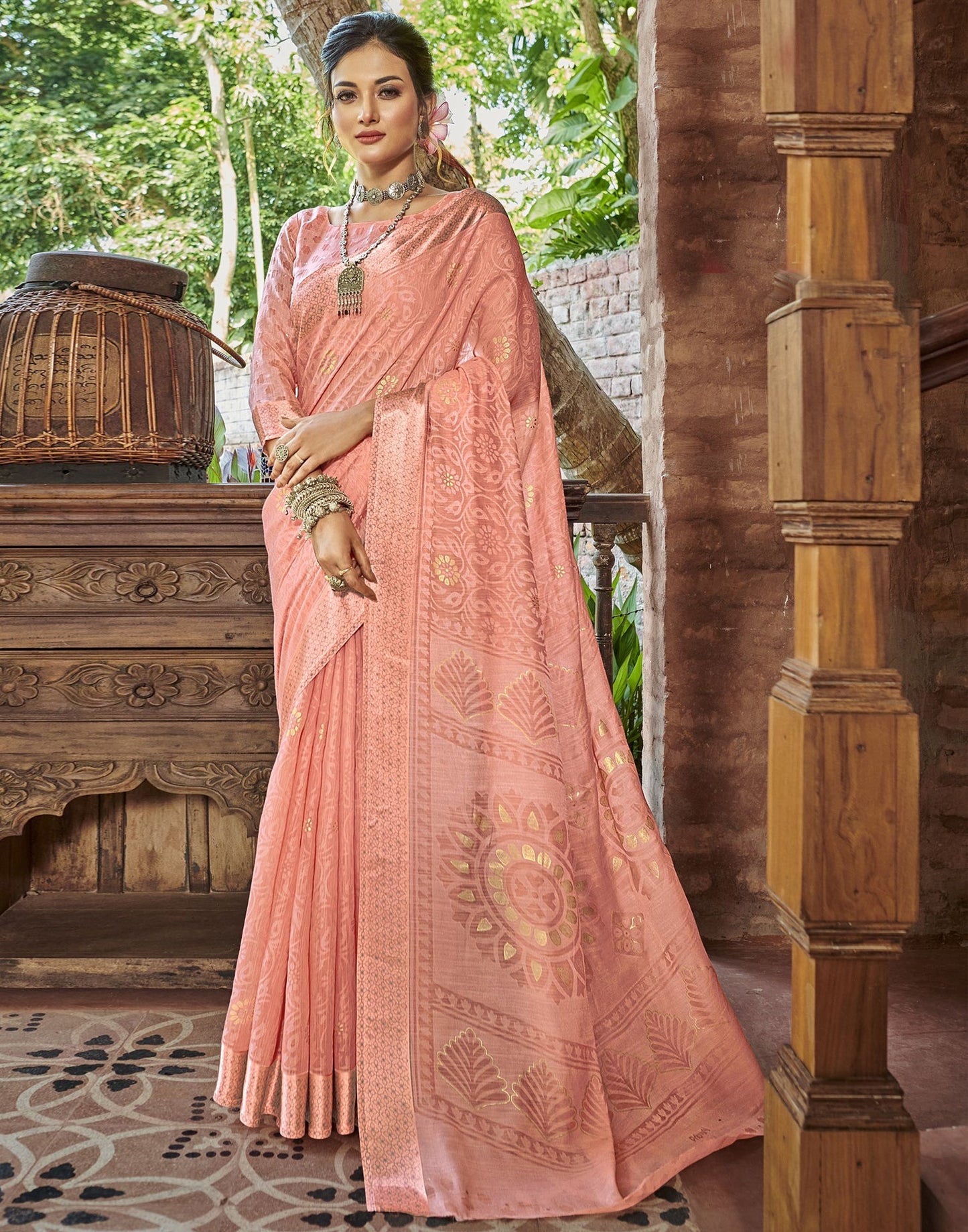 Peach Woven Saree | Sudathi