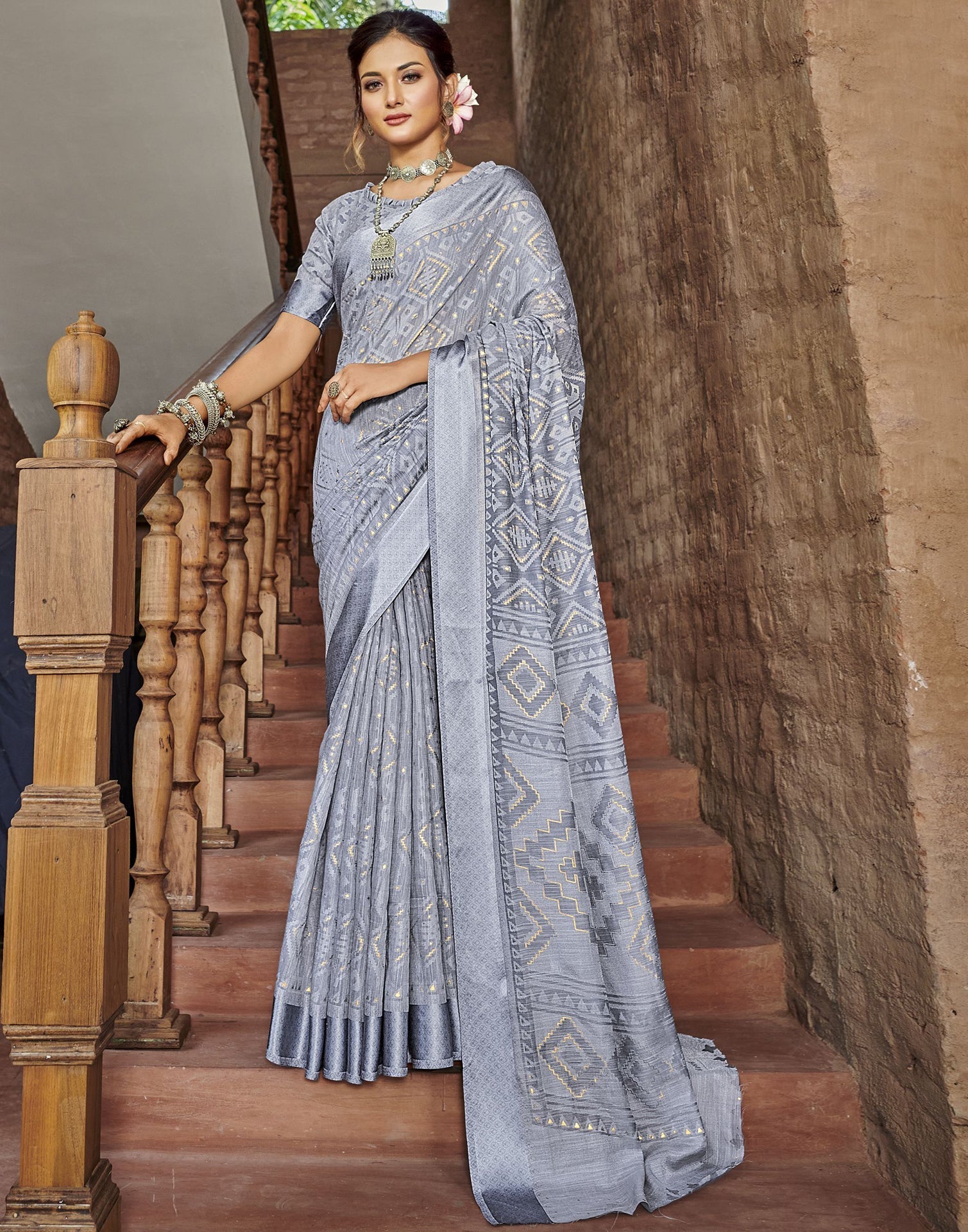Powder Blue Woven Saree | Sudathi