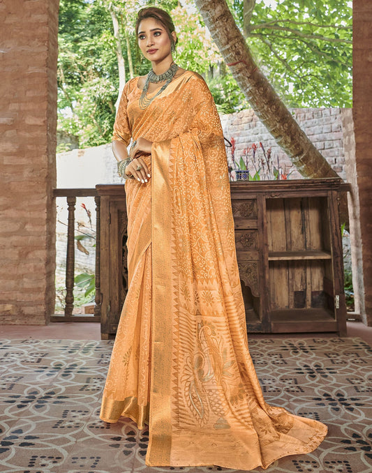Light Orange Woven Saree | Sudathi