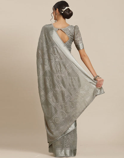 Grey Woven Saree | Sudathi