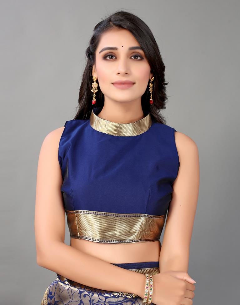 Navy Blue And Golden Silk Saree | Leemboodi