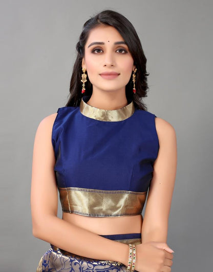 Navy Blue And Golden Silk Saree | Leemboodi