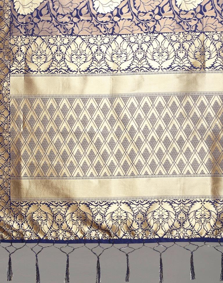 Navy Blue And Golden Silk Saree | Leemboodi