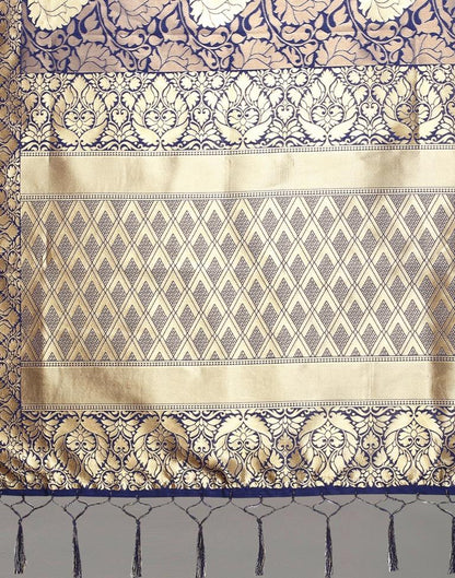 Navy Blue And Golden Silk Saree | Leemboodi