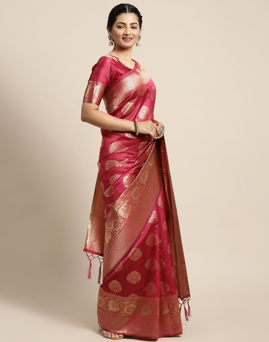 Pink And Golden Silk Saree | Leemboodi
