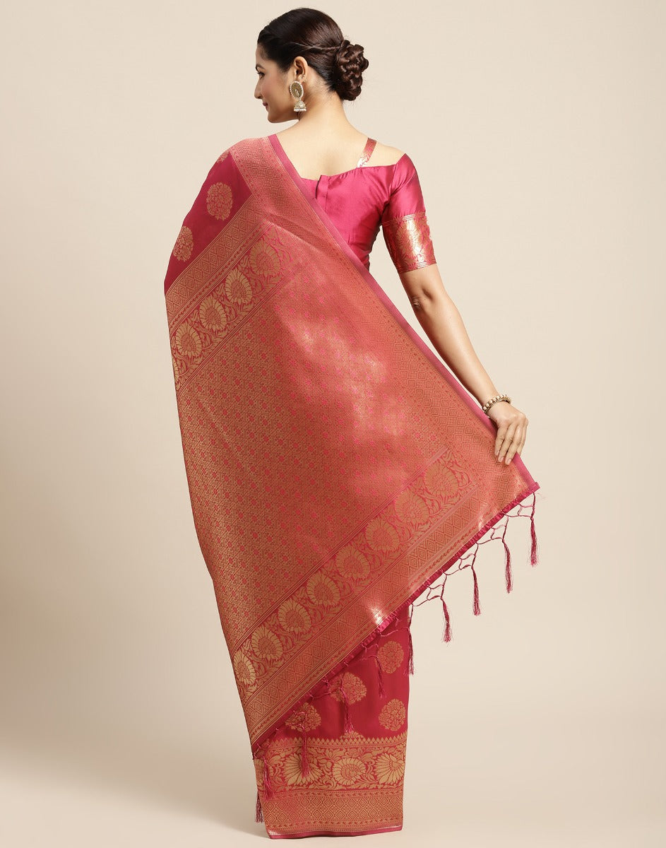 Pink And Golden Silk Saree | Leemboodi