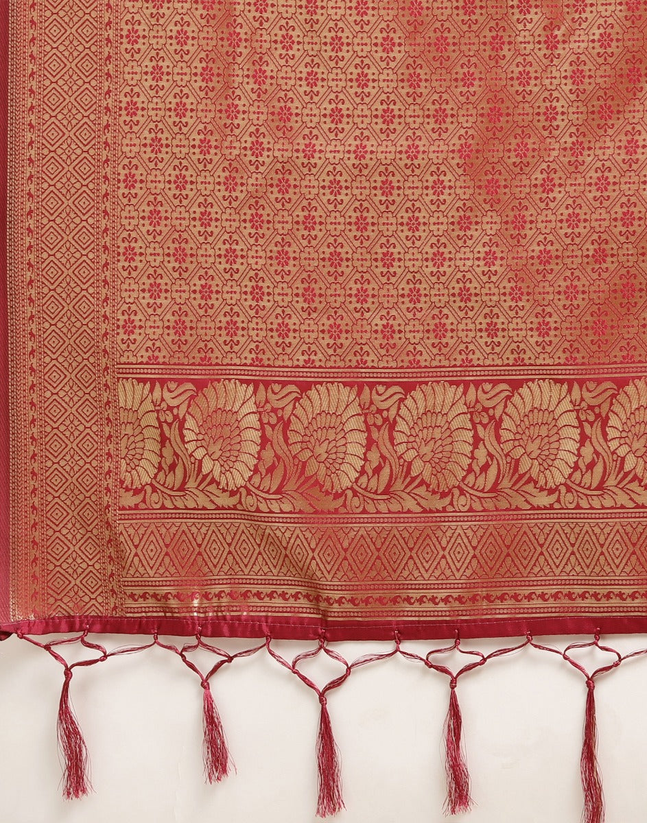 Pink And Golden Silk Saree | Leemboodi