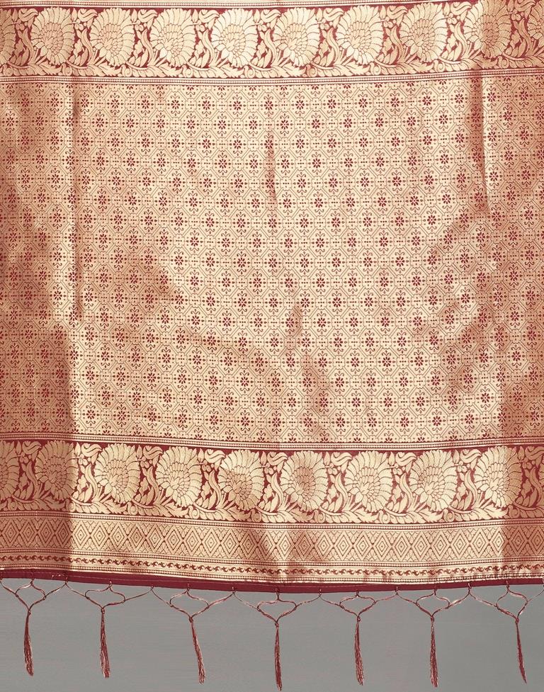 Maroon And Golden Silk Saree | Leemboodi