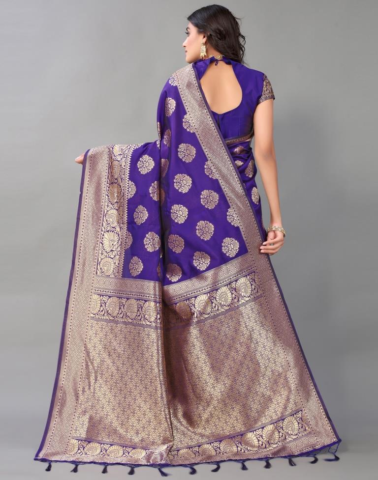 Violet And Golden Silk Saree | Leemboodi