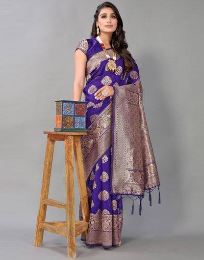 Violet And Golden Silk Saree | Leemboodi