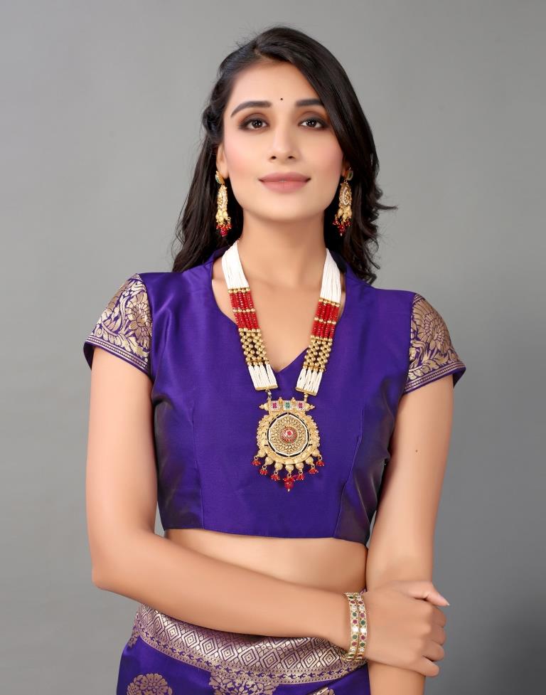 Violet And Golden Silk Saree | Leemboodi