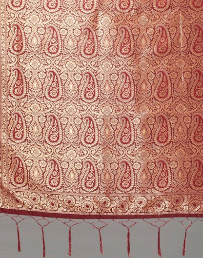 Maroon And Golden Silk Saree | Leemboodi