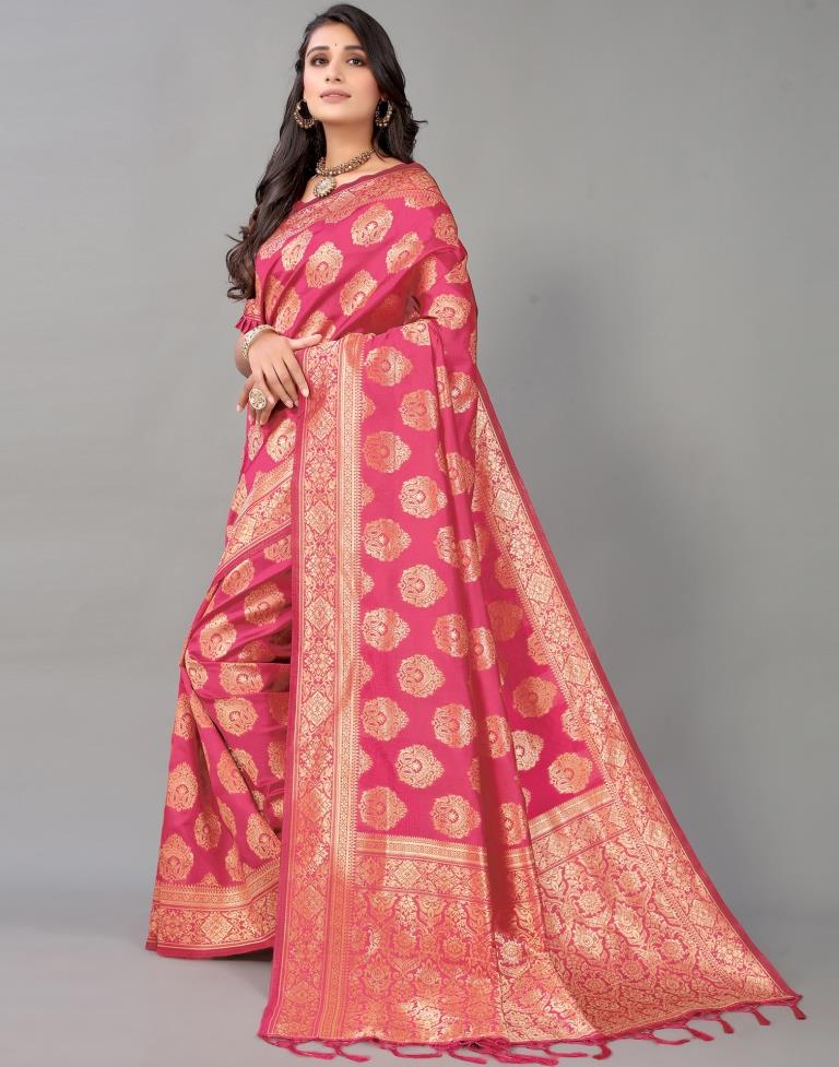 Pink And Golden Silk Saree | Leemboodi