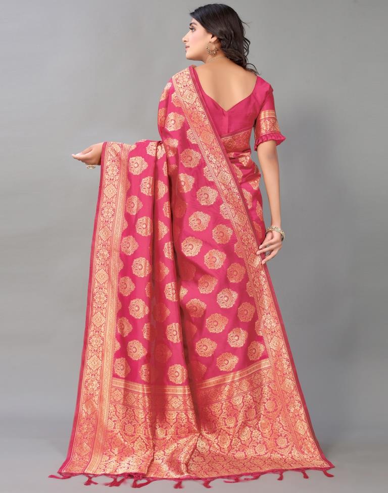 Pink And Golden Silk Saree | Leemboodi