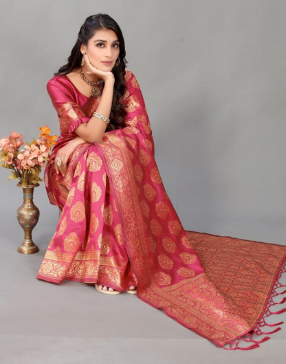 Pink And Golden Silk Saree | Leemboodi