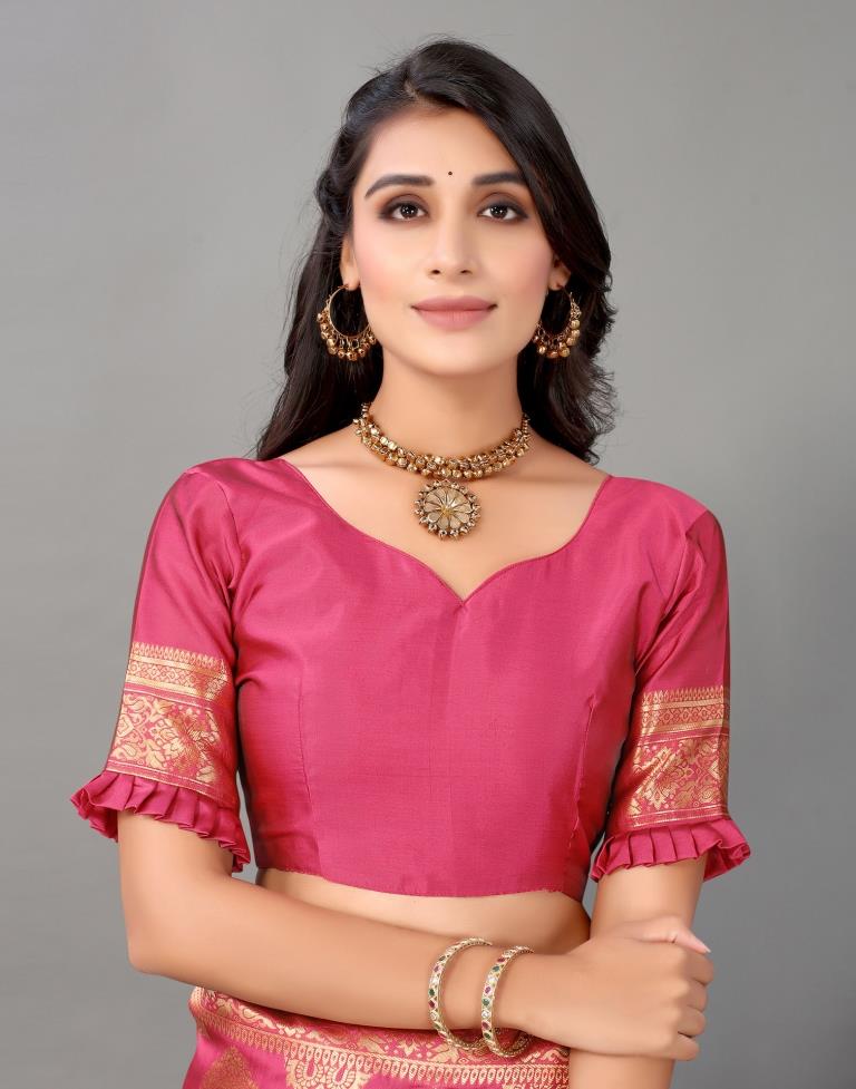 Pink And Golden Silk Saree | Leemboodi