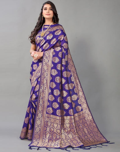 Violet And Golden Silk Saree | Leemboodi