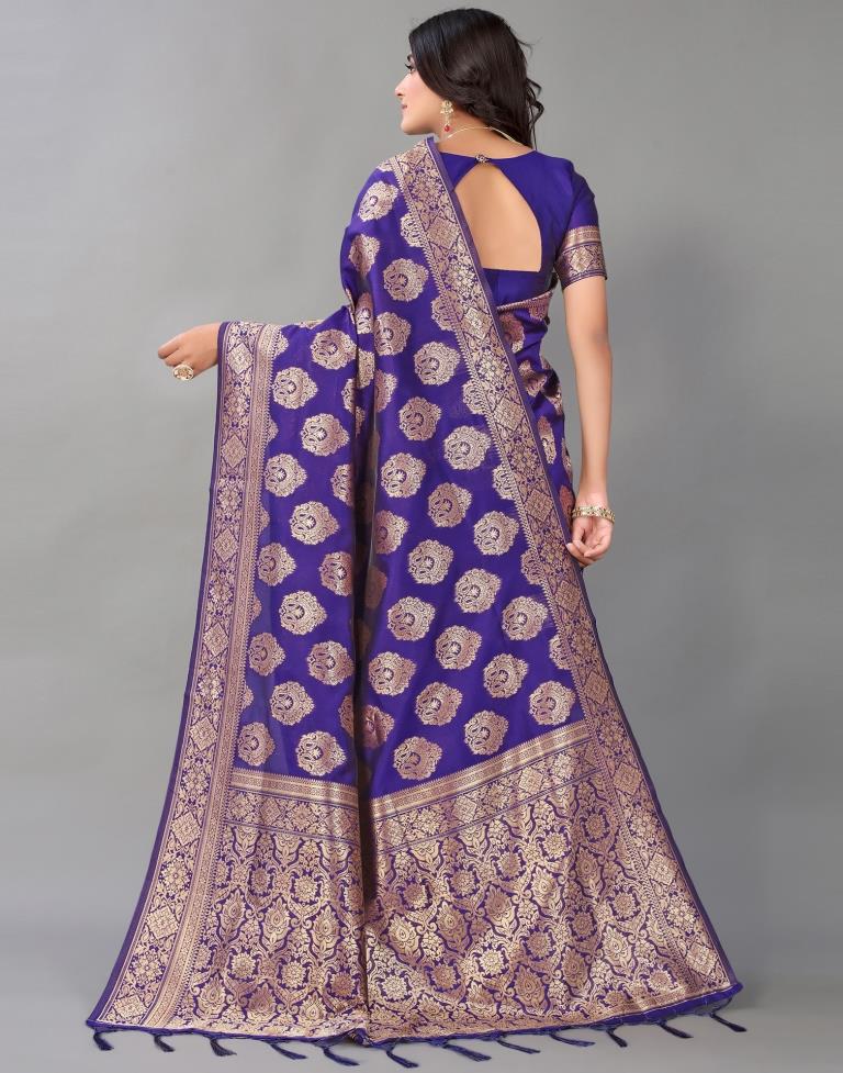Violet And Golden Silk Saree | Leemboodi