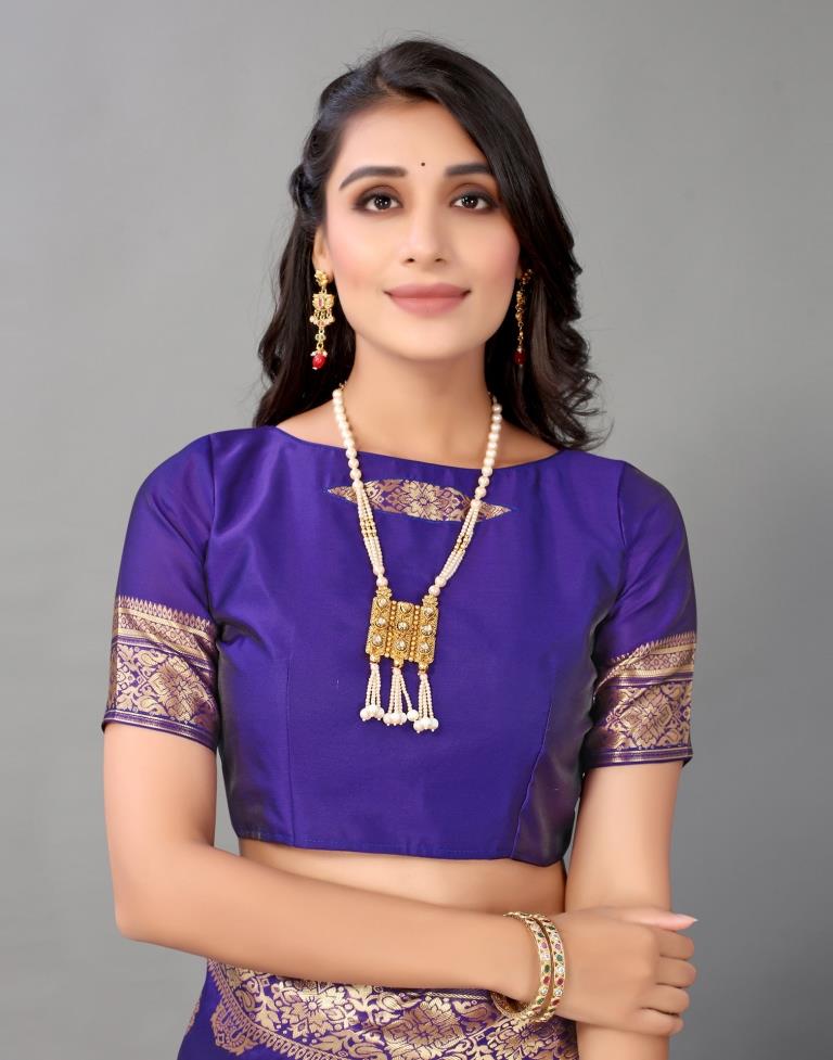 Violet And Golden Silk Saree | Leemboodi
