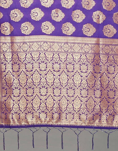 Violet And Golden Silk Saree | Leemboodi