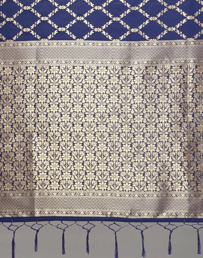Navy Blue And Golden Silk Saree | Sudathi
