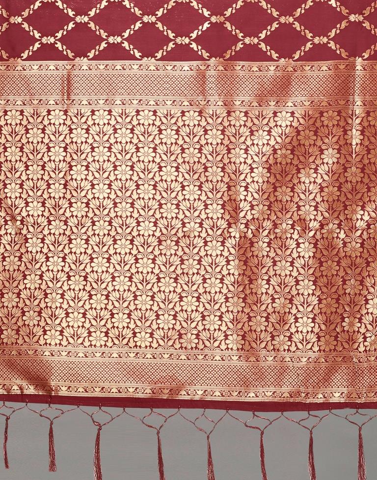 Maroon And Golden Silk Saree | Leemboodi