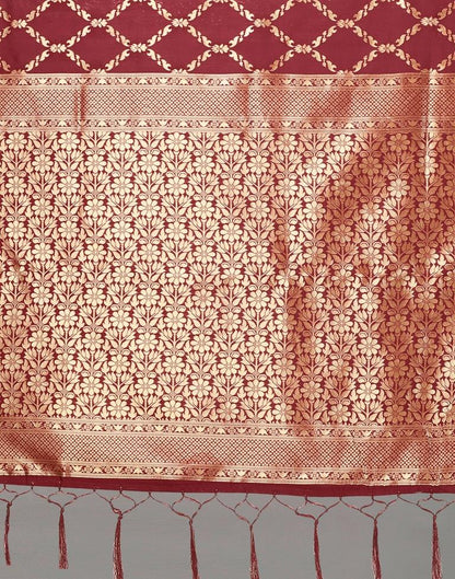 Maroon And Golden Silk Saree | Leemboodi