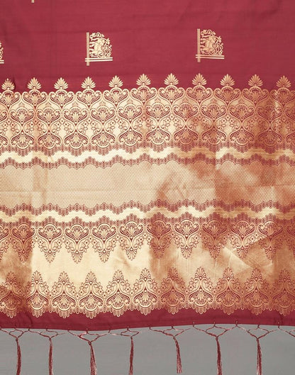 Maroon And Golden Silk Saree | Leemboodi