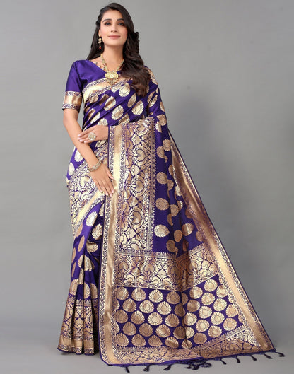 Violet And Golden Silk Saree | Leemboodi