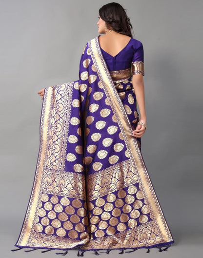 Violet And Golden Silk Saree | Leemboodi