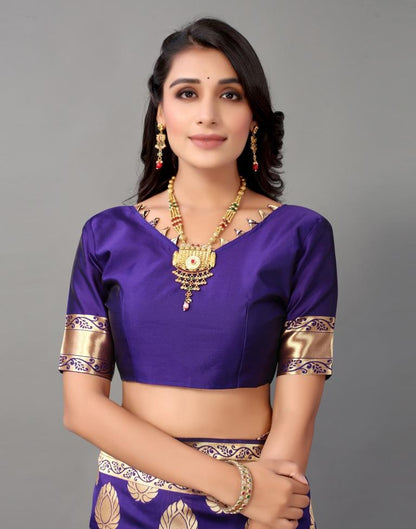 Violet And Golden Silk Saree | Leemboodi