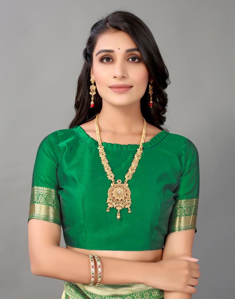 Green And Golden Silk Saree | Leemboodi