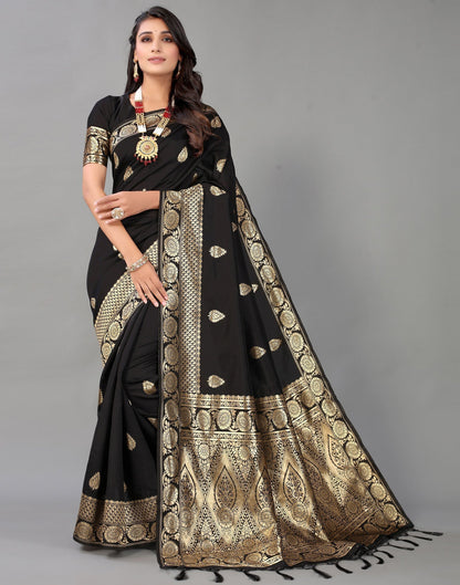 Black And Golden Silk Saree | Leemboodi