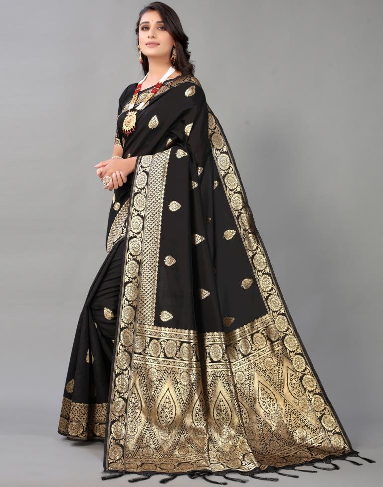 Black And Golden Silk Saree | Leemboodi