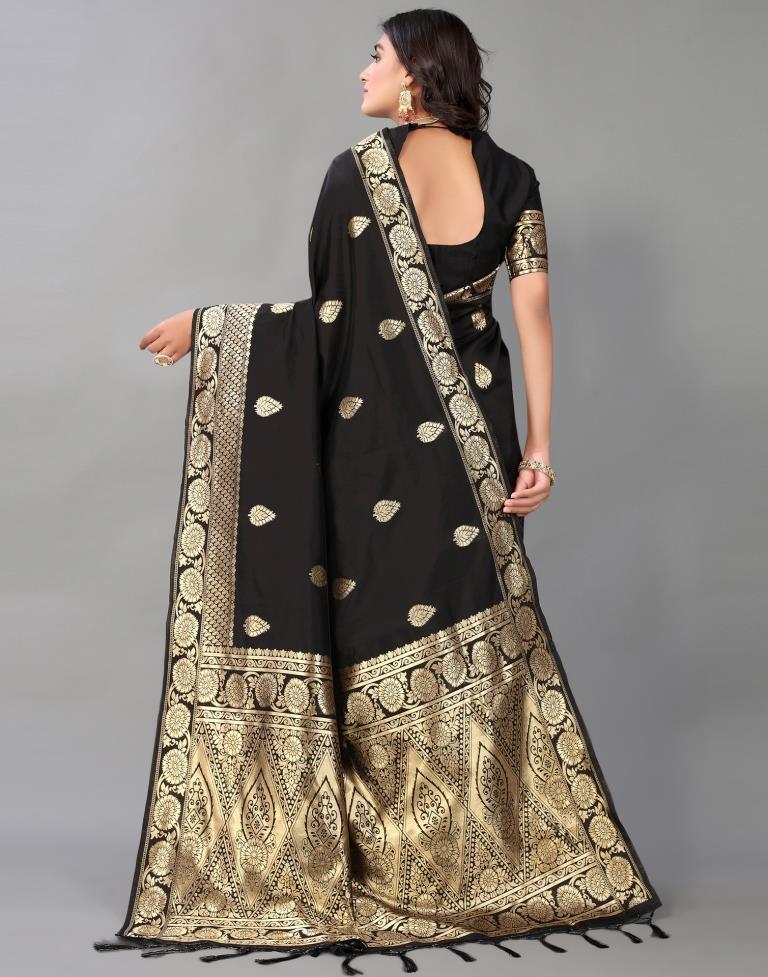 Black And Golden Silk Saree | Leemboodi